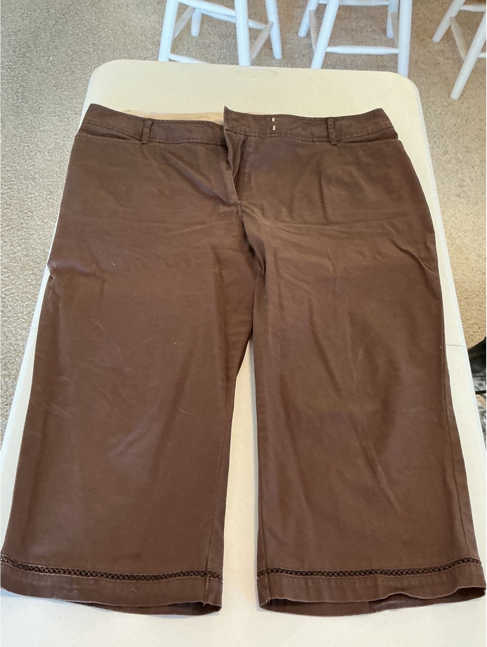 Venezia Brown Cotton Blend Capri Pants Size 20